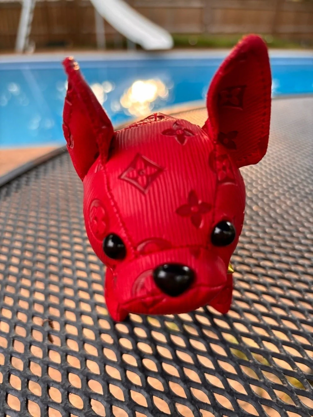 Bag Charm/Key Fob, Adorable Red Bulldog With Spiked Collar NWOT